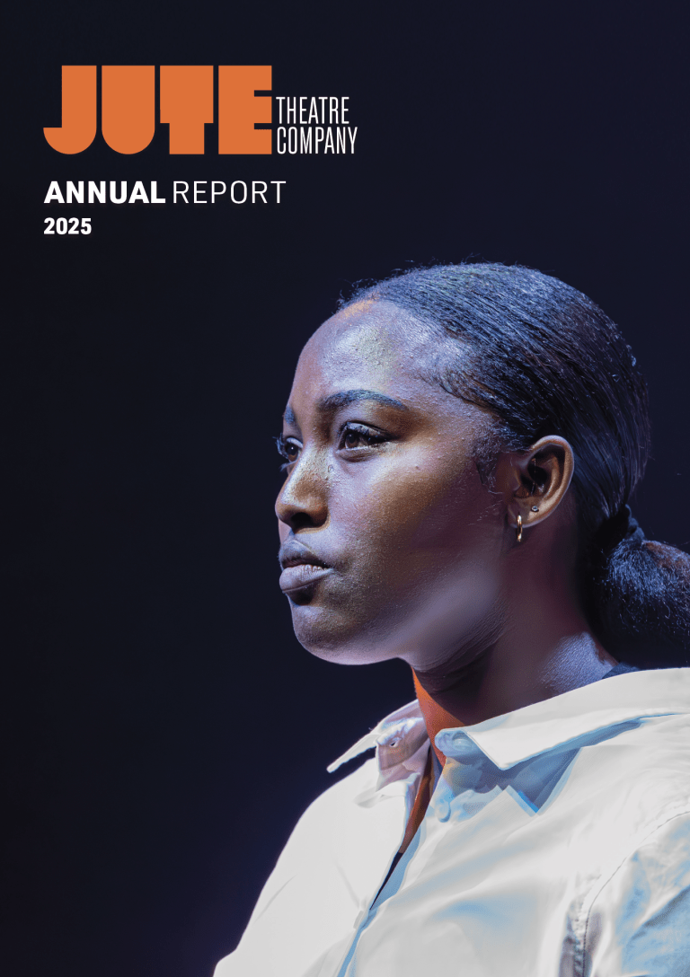 Front page 2025 JUTE Annual Report with a young African female actor's face